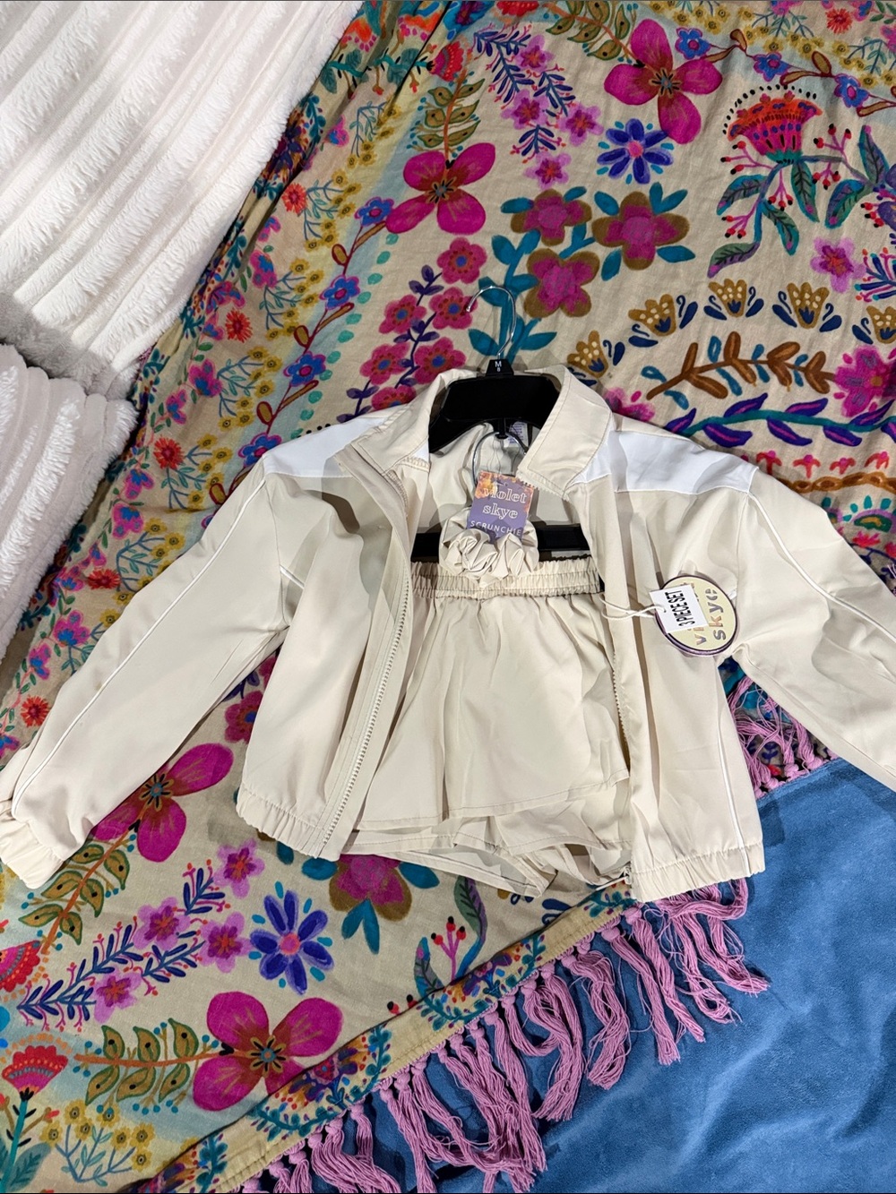 Kids Cream Lightweight Jacket with Hooded Liner